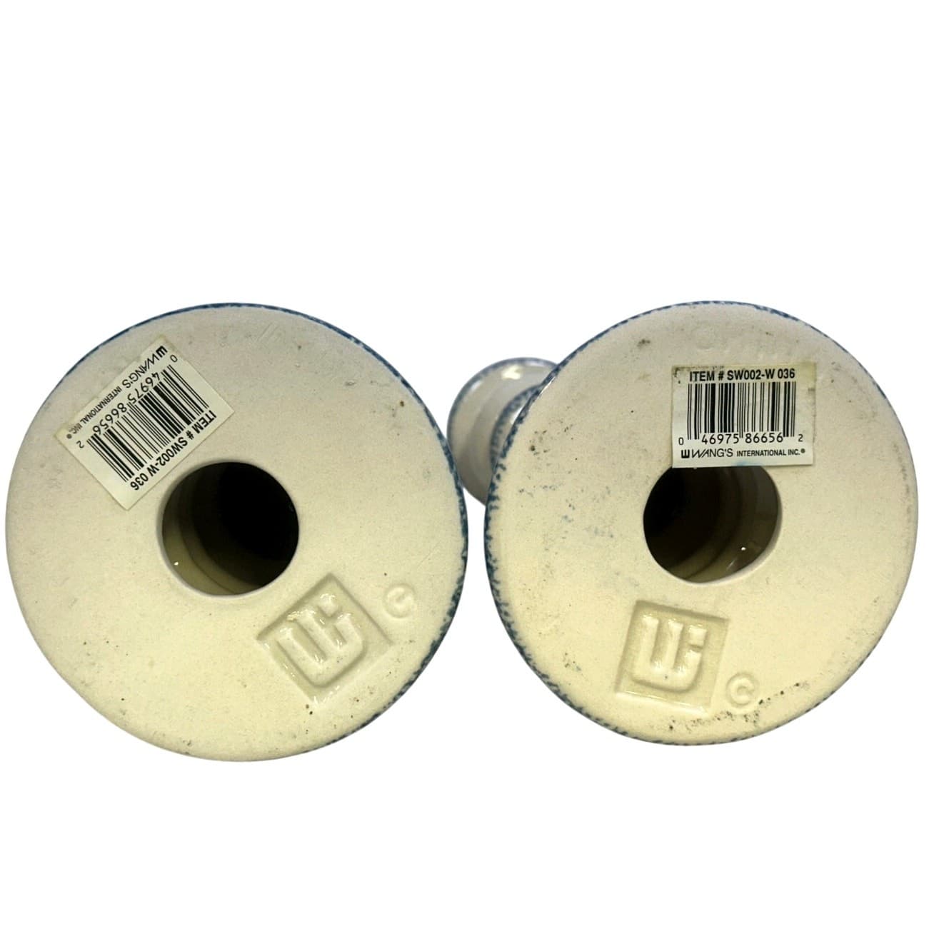 Wang's International Vintage Ceramic Spongeware Candleholders-Set of 2 - Thumbnail 3
