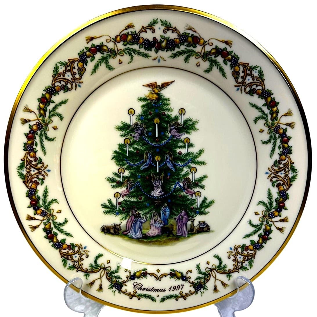 LENOX Christmas Trees Around the World 10.75" Plate ITALY 1997-Original Box Rare - Thumbnail 8