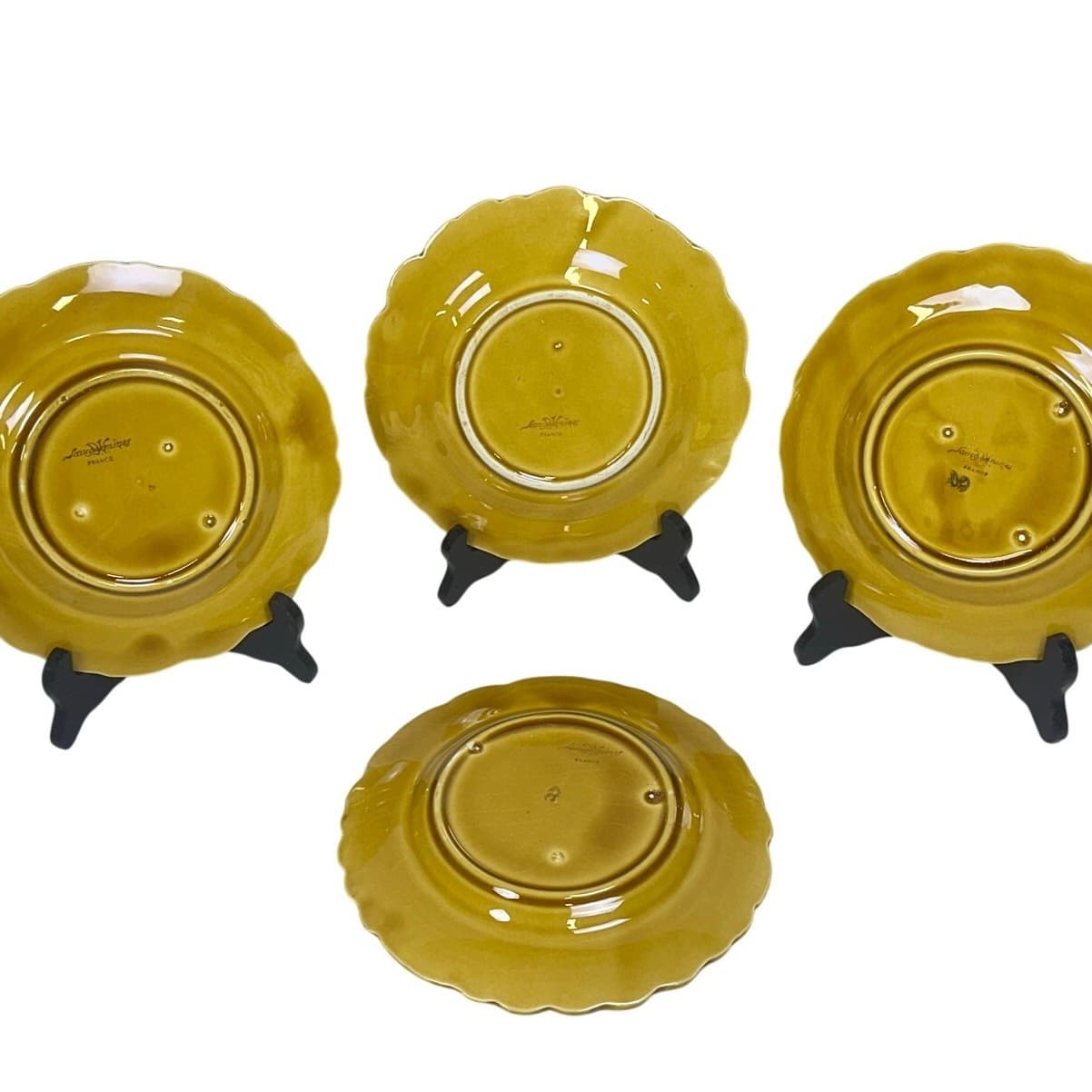 Sarreguemines France Antique 1920-1950 Majolica Fruit Dessert Plates-Set of 4 - Thumbnail 6