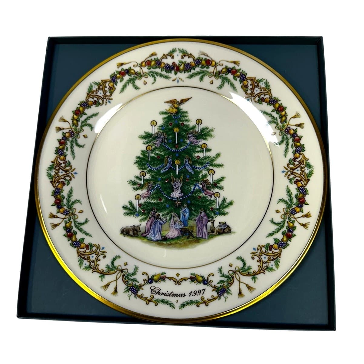 LENOX Christmas Trees Around the World 10.75" Plate ITALY 1997-Original Box Rare - Thumbnail 12