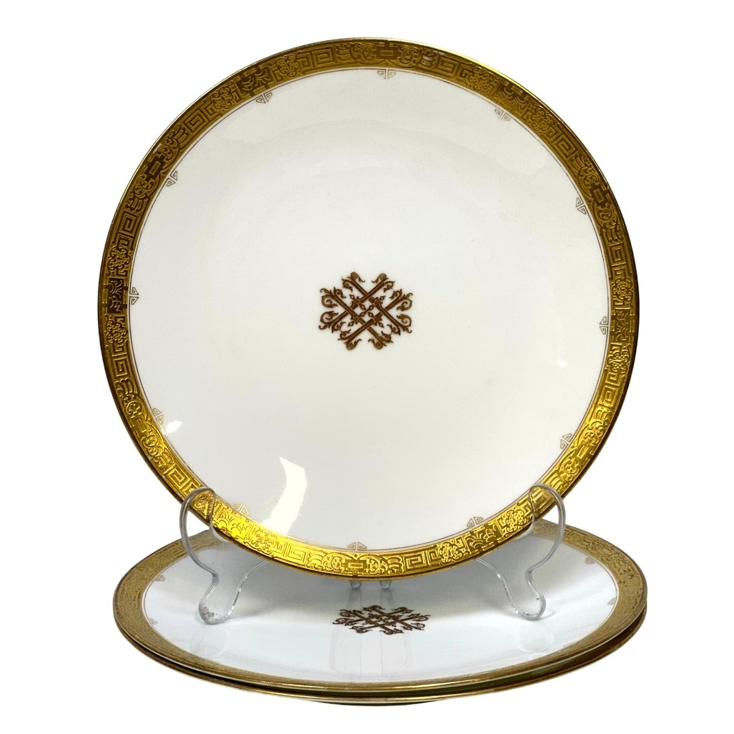 'Escalier de Cristal' Paris Antique Late 1800's Gilded Plates-Set of 3-Exquisite