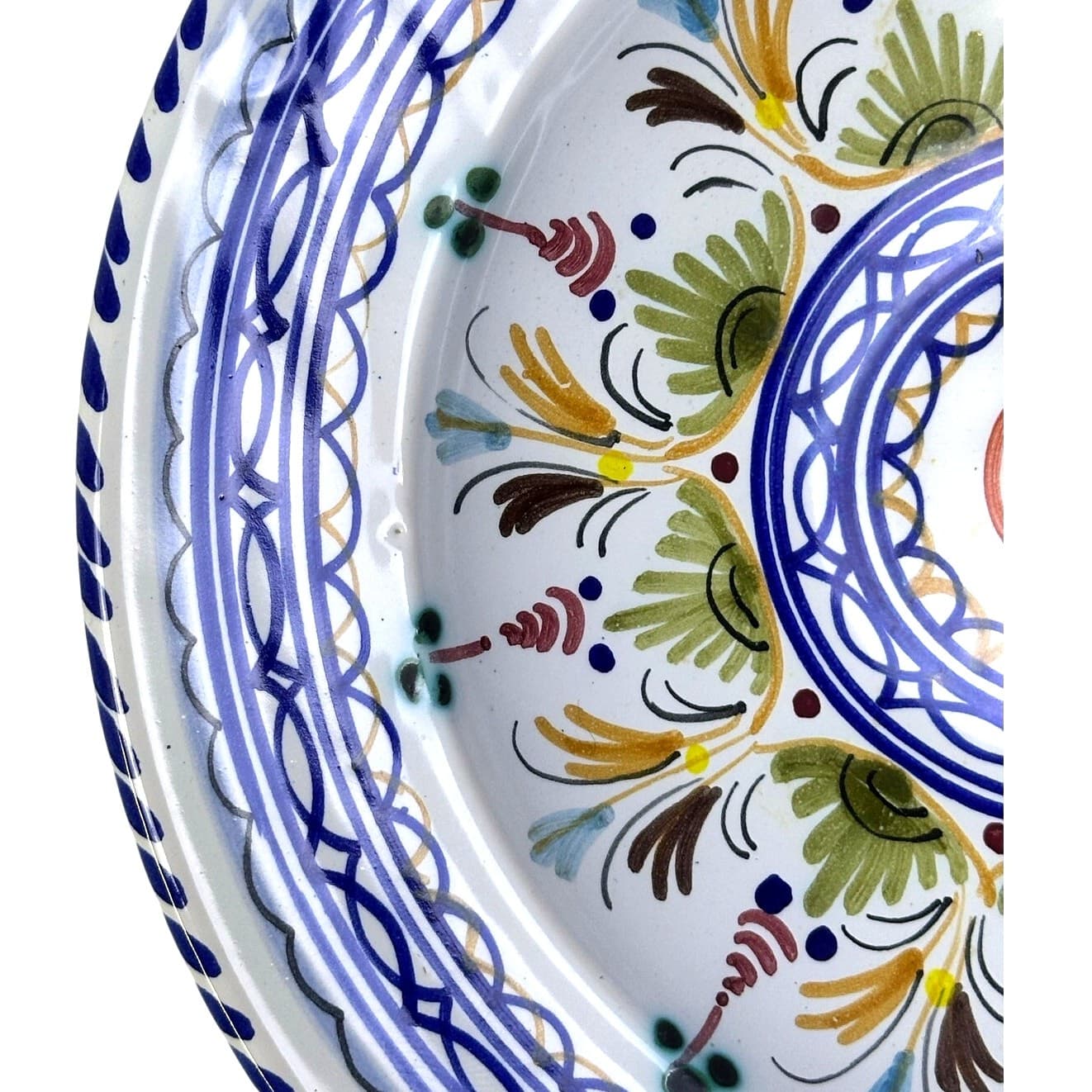 Vibrant Beautiful Spanish Pottery Hand Painted Signed 8.25" Bowl/Wall Art - Thumbnail 3