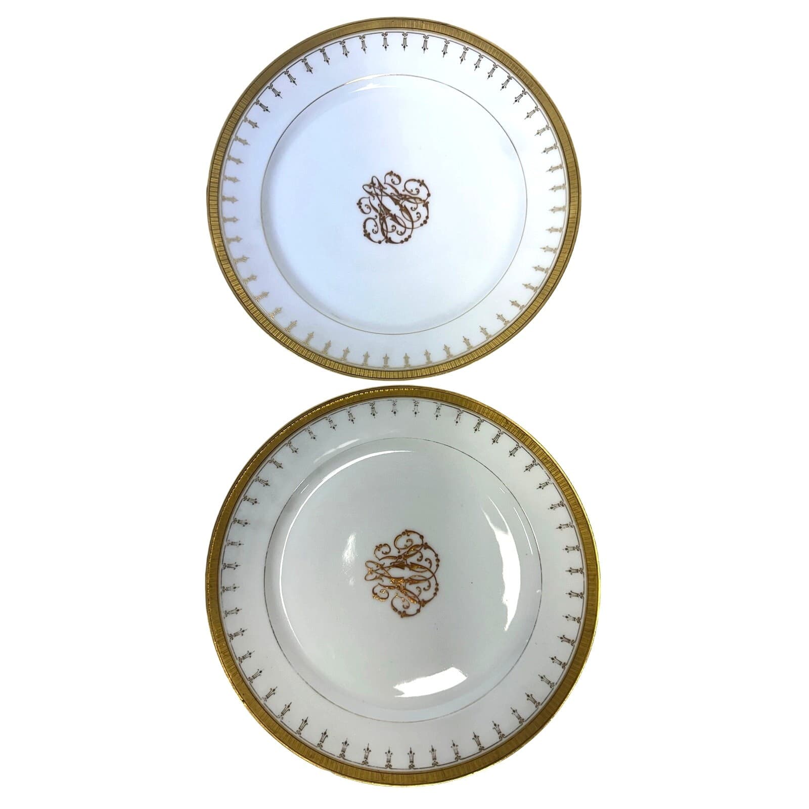 Antique Limoges Mid-1800's Porcelain Plates Elegant Gilded Design-Stunning Set 6 - Thumbnail 11