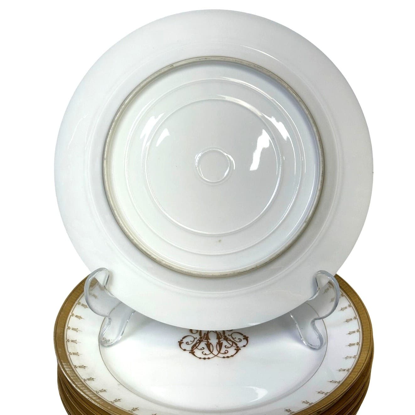 Antique Limoges Mid-1800's Porcelain Plates Elegant Gilded Design-Stunning Set 6 - Thumbnail 5