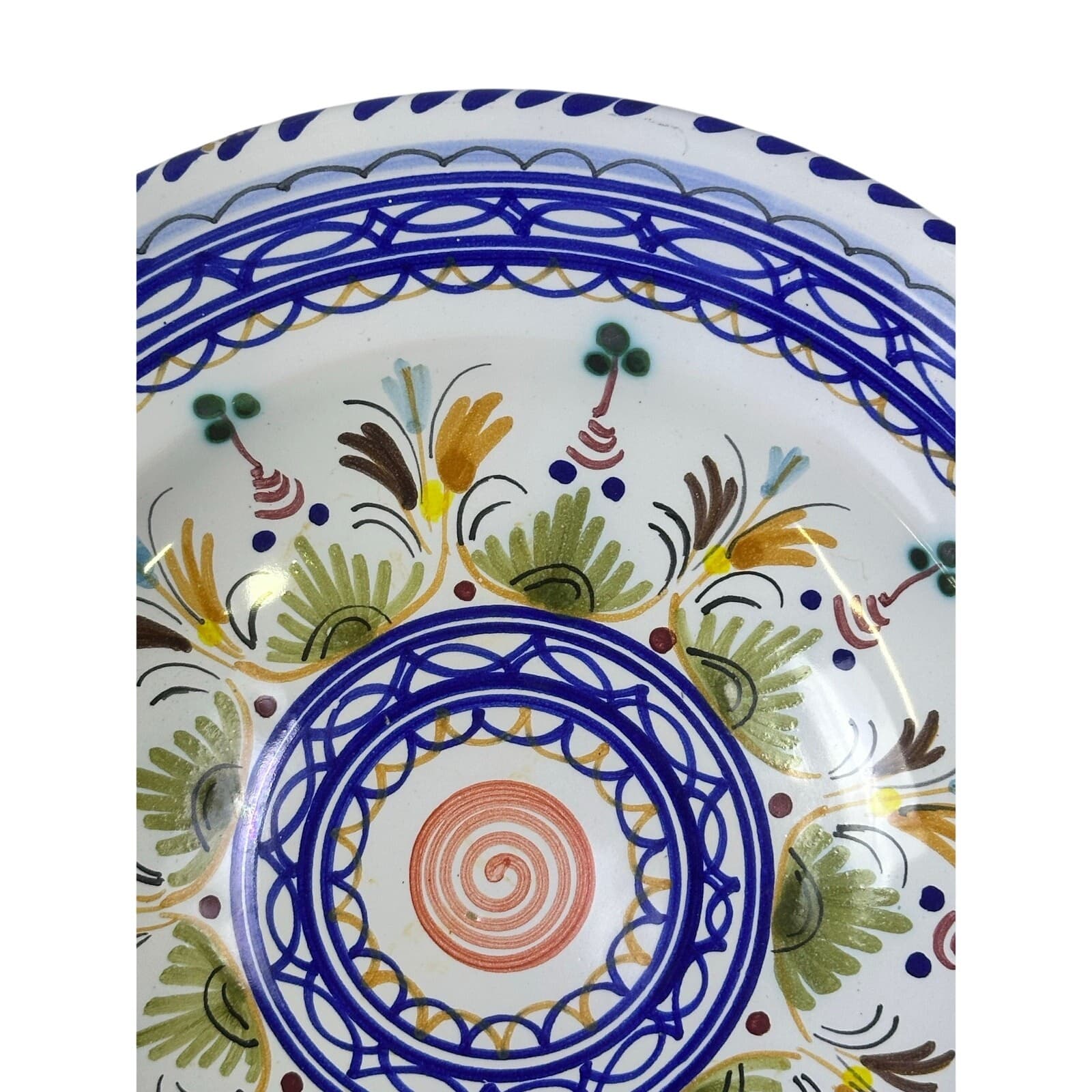Vibrant Beautiful Spanish Pottery Hand Painted Signed 8.25" Bowl/Wall Art - Thumbnail 4