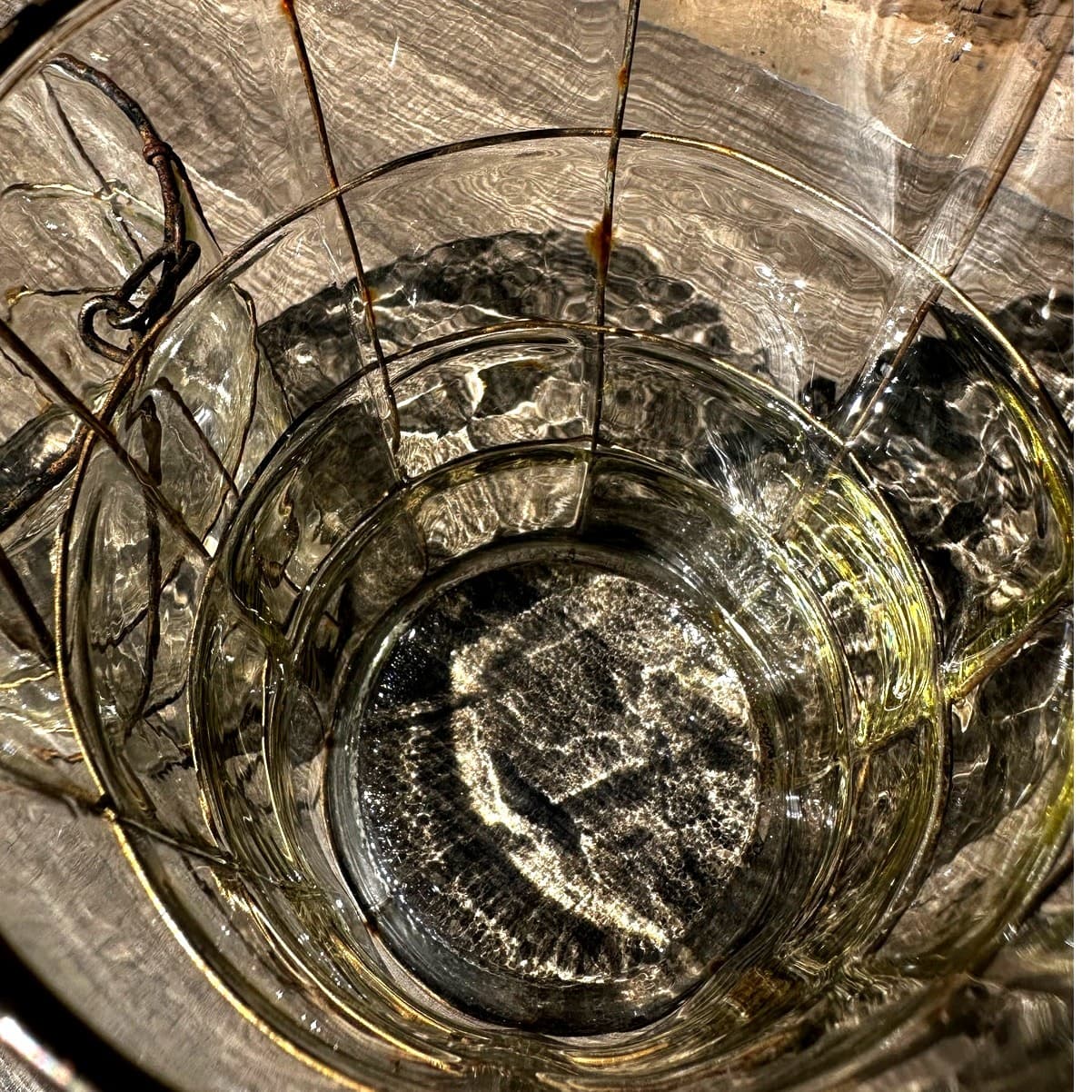 Puffy Glass Brass Wire Caged Outdoor Hanging 8.25" and 5.5" Candle Holders/Vases - Thumbnail 6