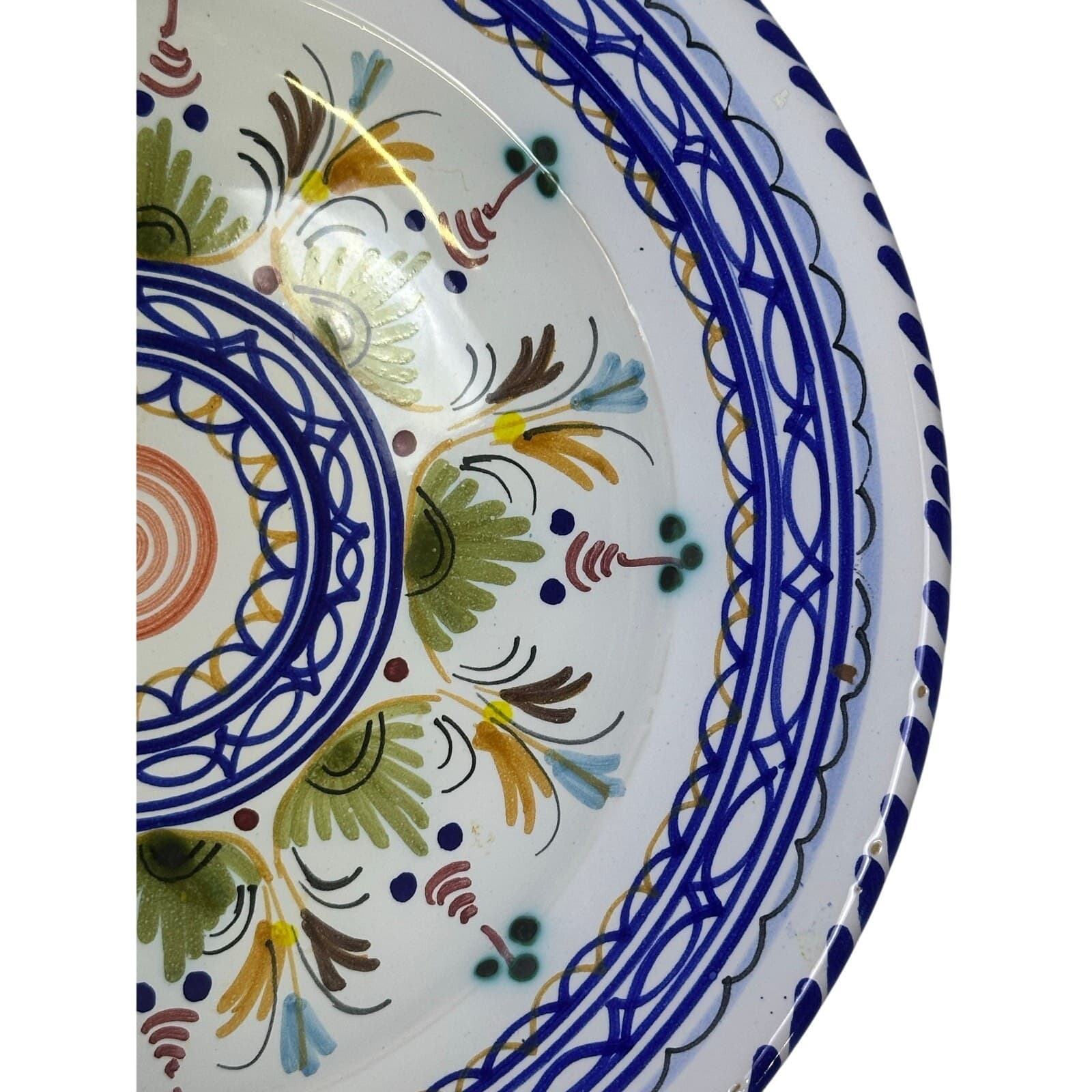 Vibrant Beautiful Spanish Pottery Hand Painted Signed 8.25" Bowl/Wall Art - Thumbnail 5