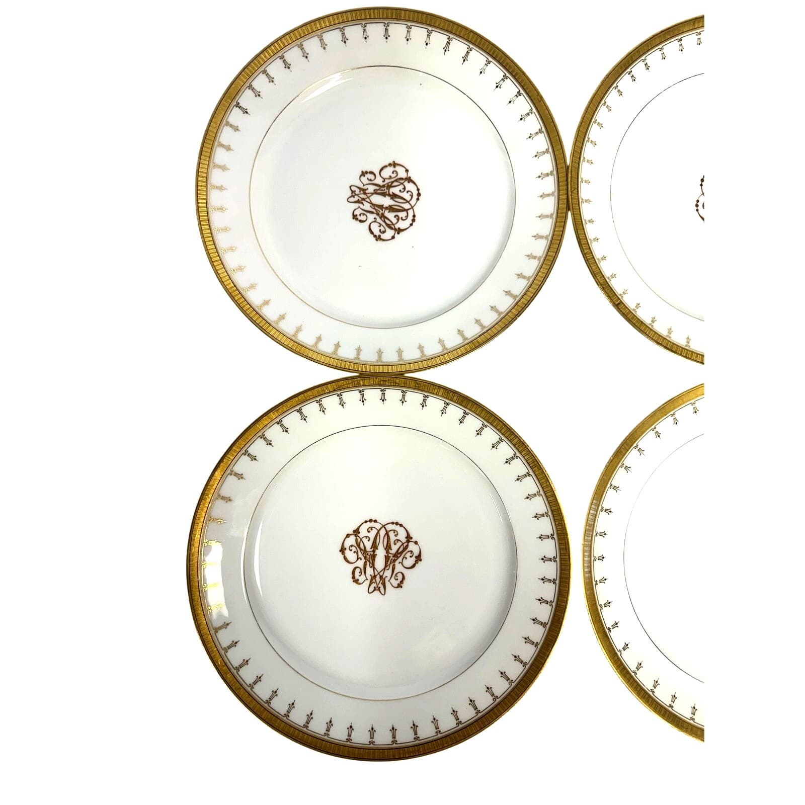 Antique Limoges Mid-1800's Porcelain Plates Elegant Gilded Design-Stunning Set 6 - Thumbnail 10