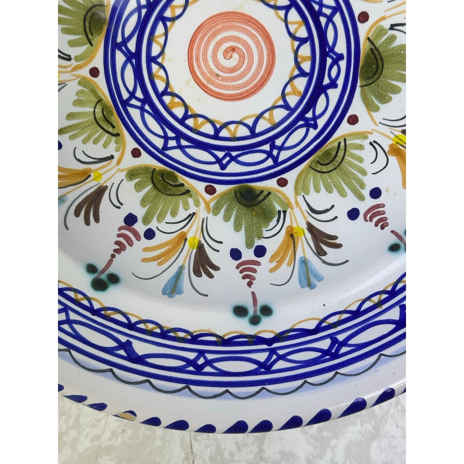 Vibrant Beautiful Spanish Pottery Hand Painted Signed 8.25" Bowl/Wall Art - Thumbnail 6