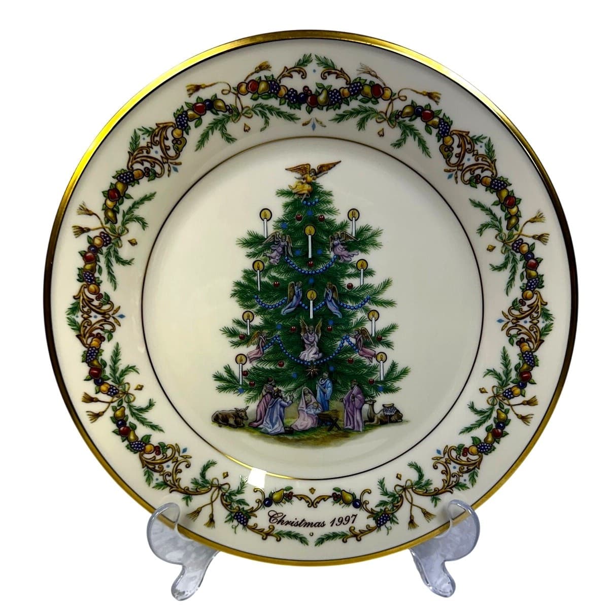 LENOX Christmas Trees Around the World 10.75" Plate ITALY 1997-Original Box Rare - Thumbnail 2