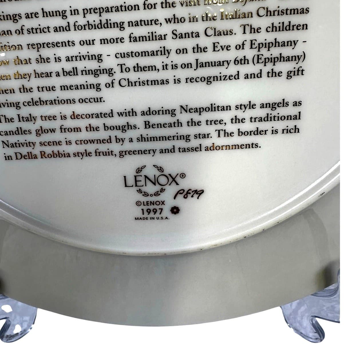LENOX Christmas Trees Around the World 10.75" Plate ITALY 1997-Original Box Rare - Thumbnail 7