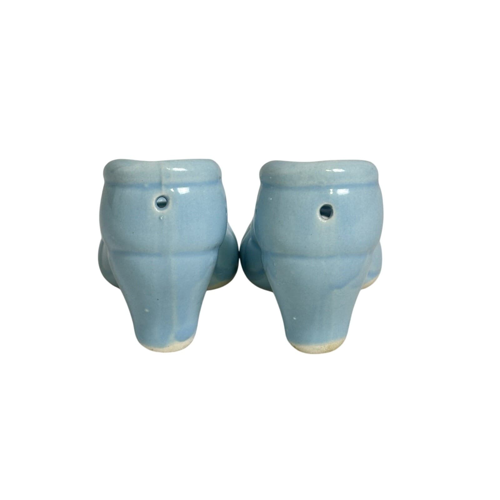 Pair Vintage Baby Blue Ceramic Open Toe High Heel Miniature Shoes - Thumbnail 3