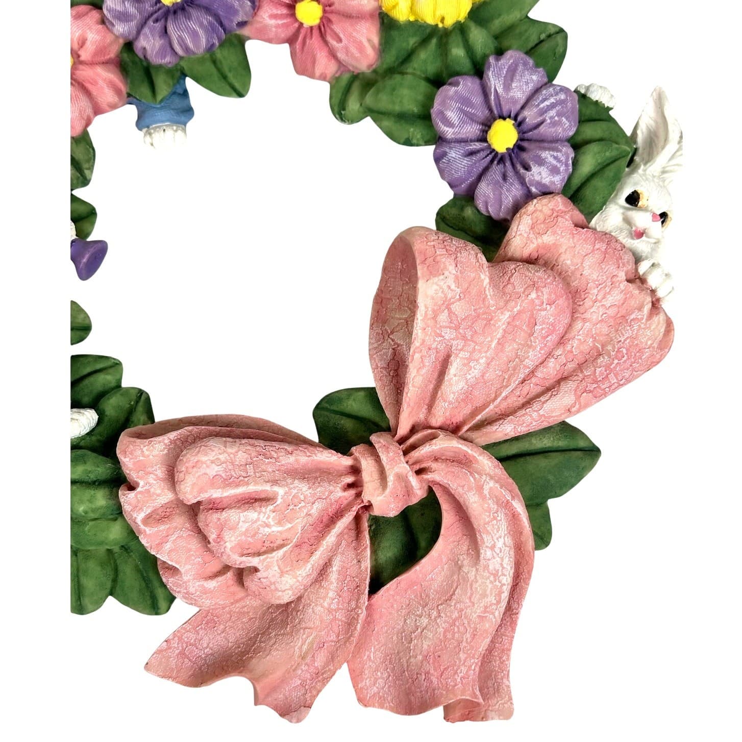 This York Resin Easter Wreath with Bunny Rabbits Vintage 1995 in Original Box! - Thumbnail 2