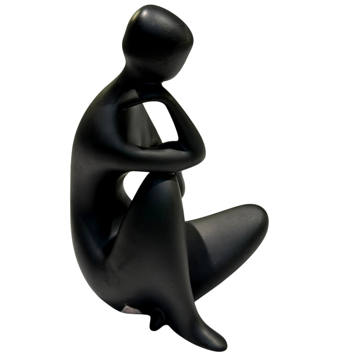 Royal Dux Bohemia Matte Black Porcelain Seated Nude Thinker Figurine MCM 5.75" - Thumbnail 5