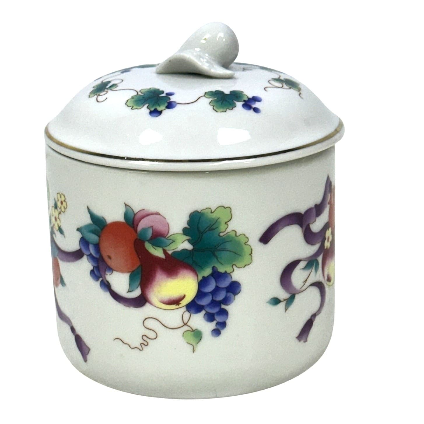 Germaine Monteil Vintage Porcelain Covered Round Trinket Candy Dish Jar - Thumbnail 4