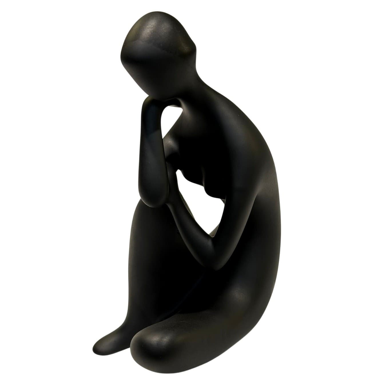 Royal Dux Bohemia Matte Black Porcelain Seated Nude Thinker Figurine MCM 5.75" - Thumbnail 2
