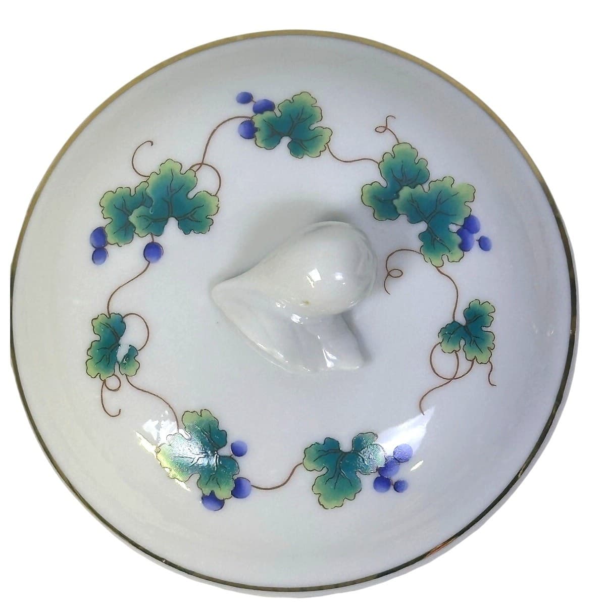Germaine Monteil Vintage Porcelain Covered Round Trinket Candy Dish Jar - Thumbnail 5