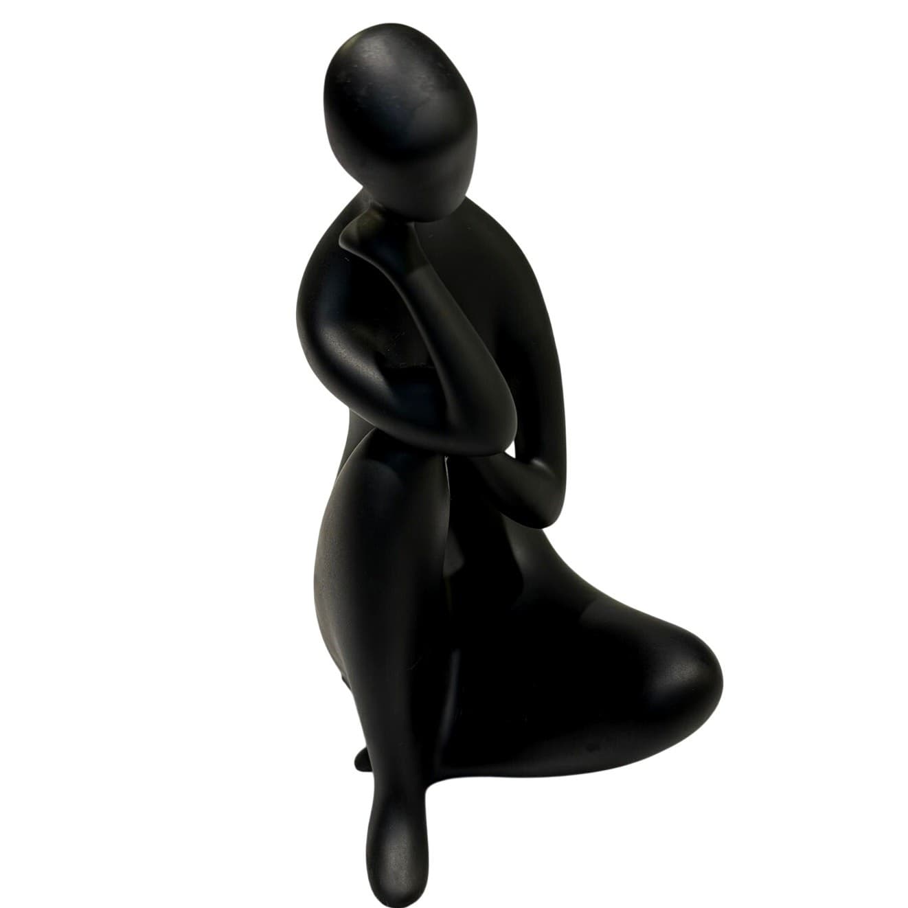 Royal Dux Bohemia Matte Black Porcelain Seated Nude Thinker Figurine MCM 5.75" - Thumbnail 6