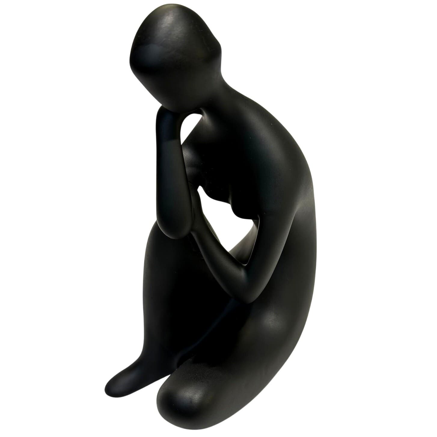 Royal Dux Bohemia Matte Black Porcelain Seated Nude Thinker Figurine MCM 5.75" - Thumbnail 7