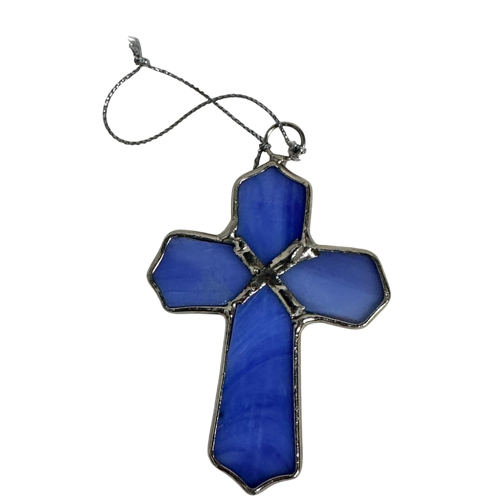Gorgeous GANTZ Lavender Glass & Silver Cross Ornament - Thumbnail 2
