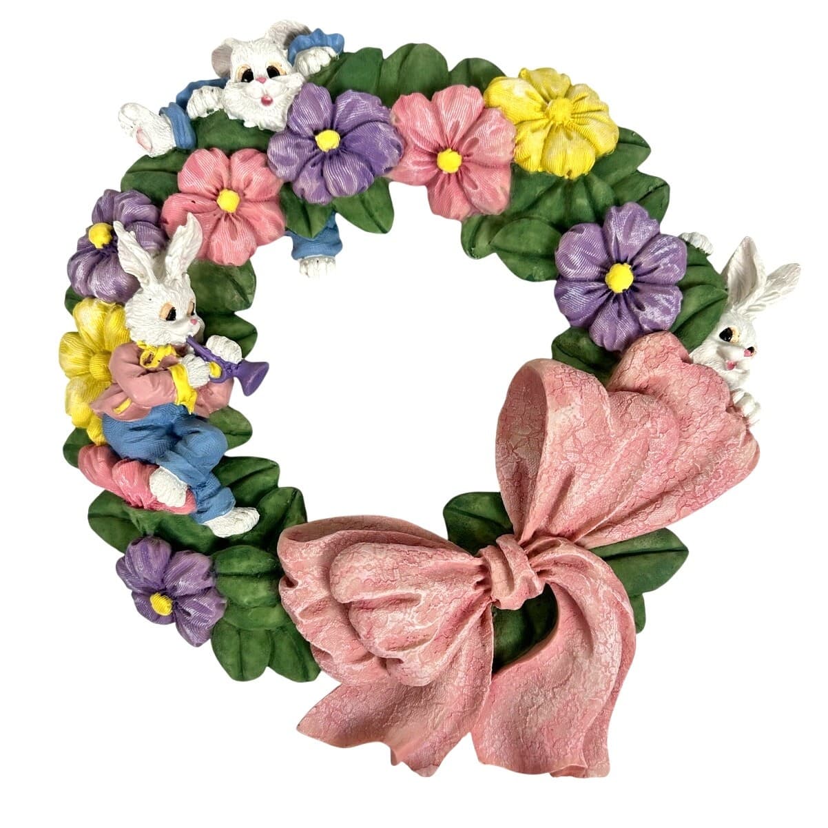 This York Resin Easter Wreath with Bunny Rabbits Vintage 1995 in Original Box! - Thumbnail 6