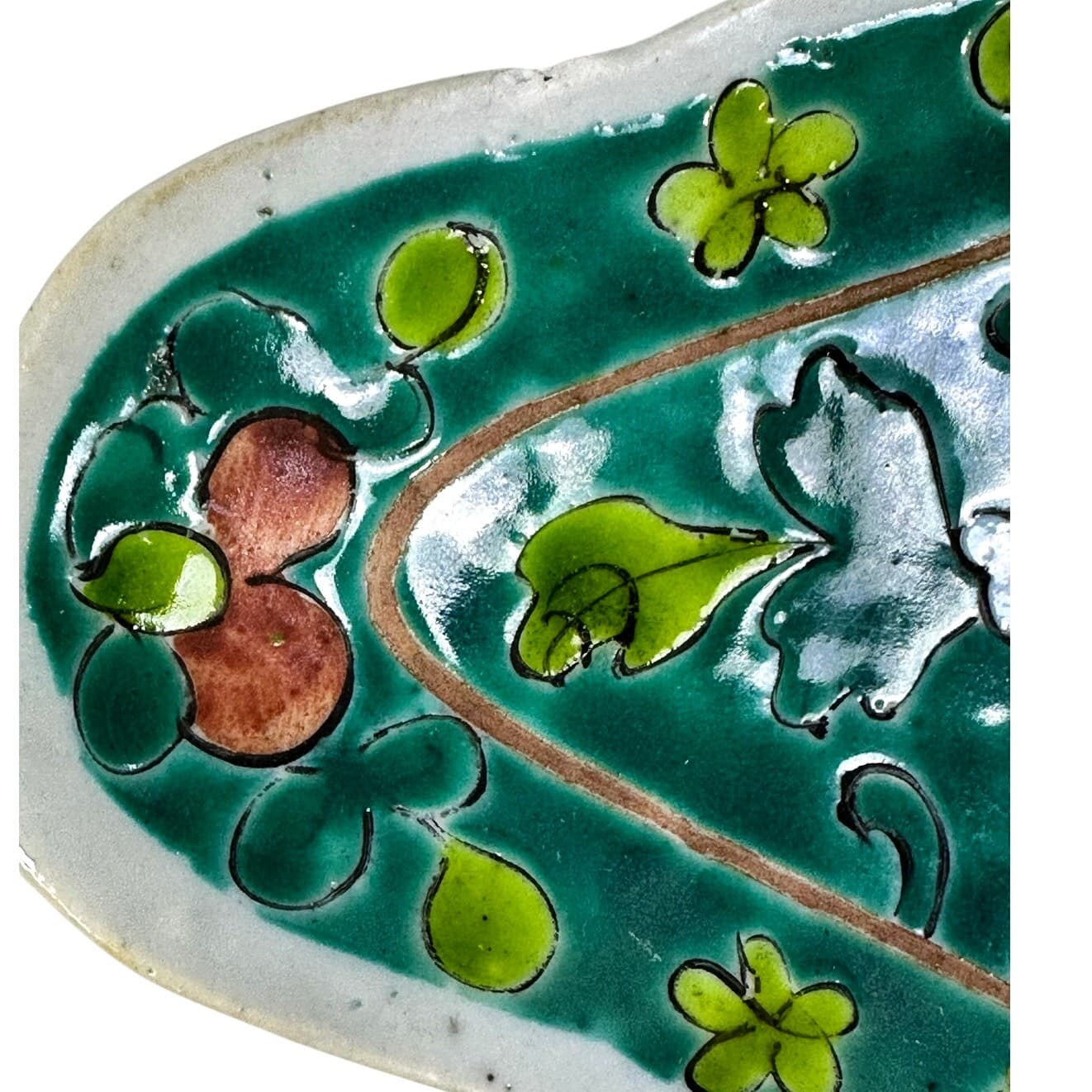 Antique Hand Painted Porcelain 7.5" Trinket-See Description - Thumbnail 7