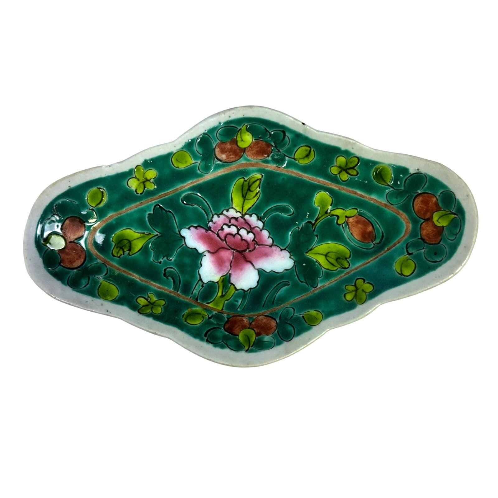 Antique Hand Painted Porcelain 7.5" Trinket-See Description