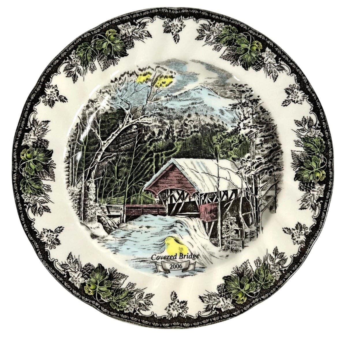 Johnson Bros Friendly Village England Covered Bridge 2006 Collector Dinner Plate