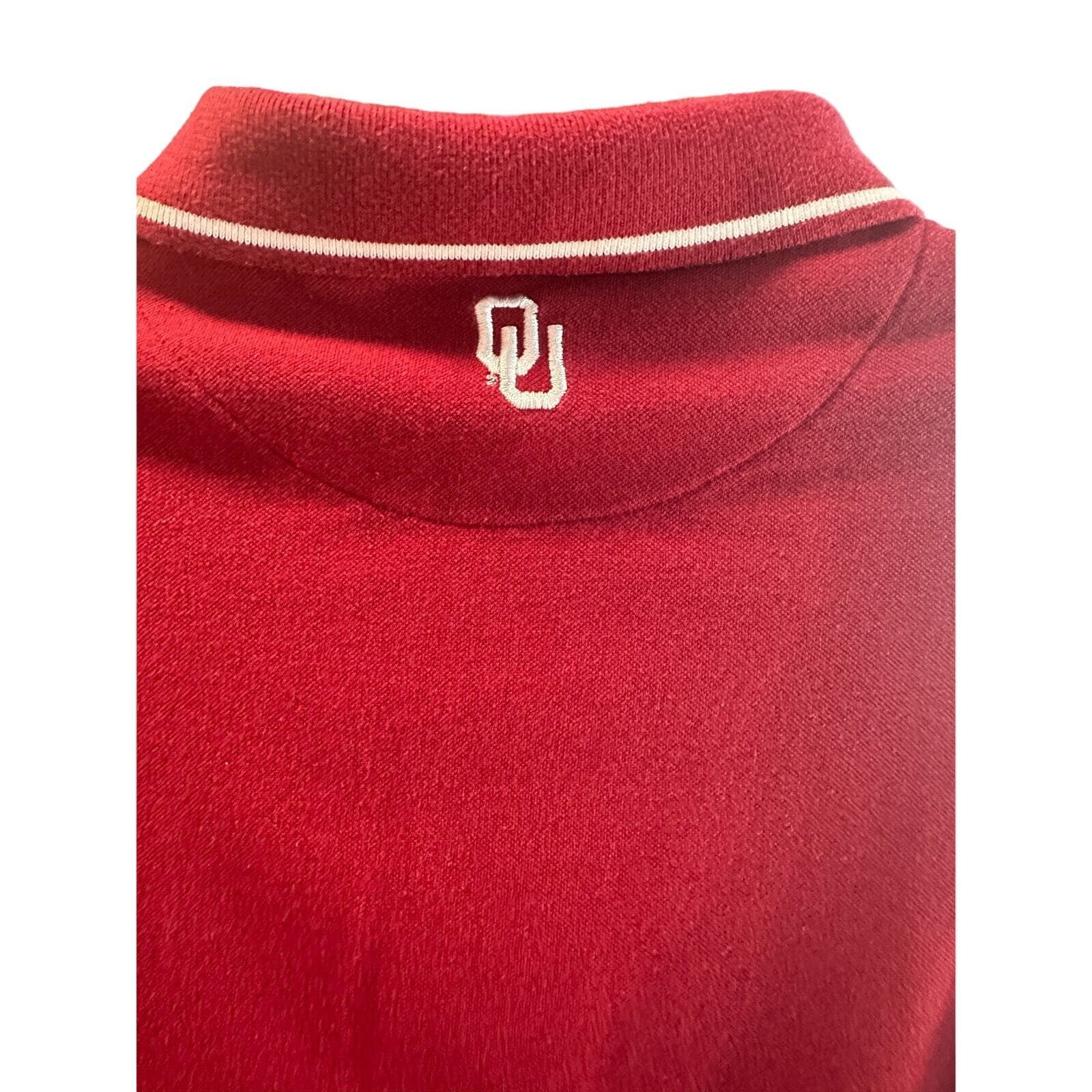 Red Oak Sportswear University of Oklahoma Golf Shirt Maroon and White L - Thumbnail 4