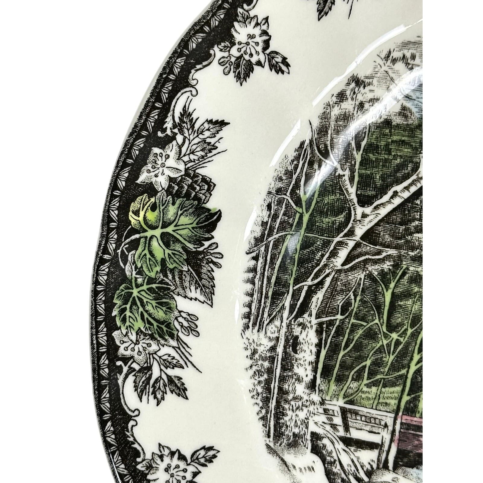 Johnson Bros Friendly Village England Covered Bridge 2006 Collector Dinner Plate - Thumbnail 4