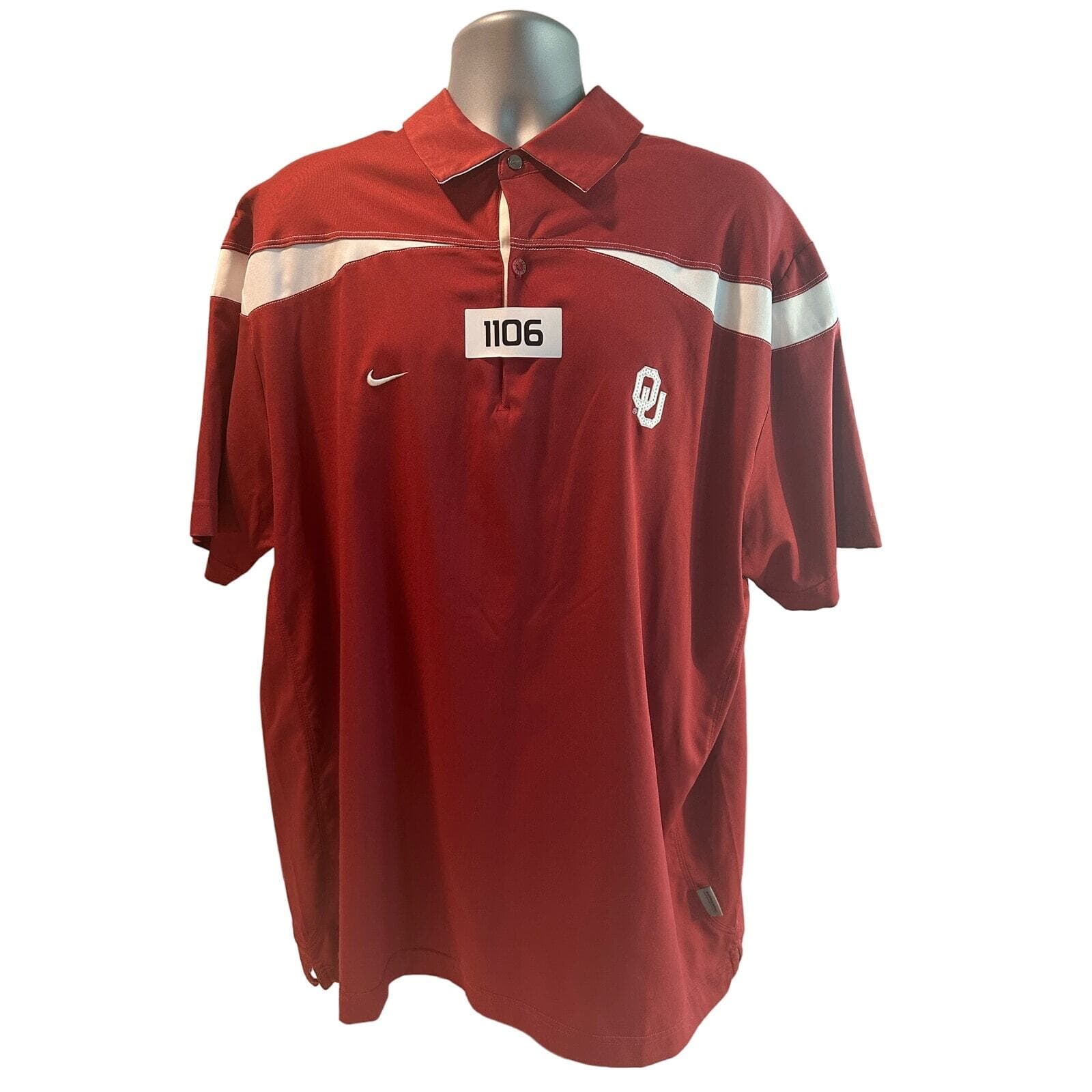 Nike Dri-fit University of Oklahoma Golf Shirt Maroon and White XL - Thumbnail 9