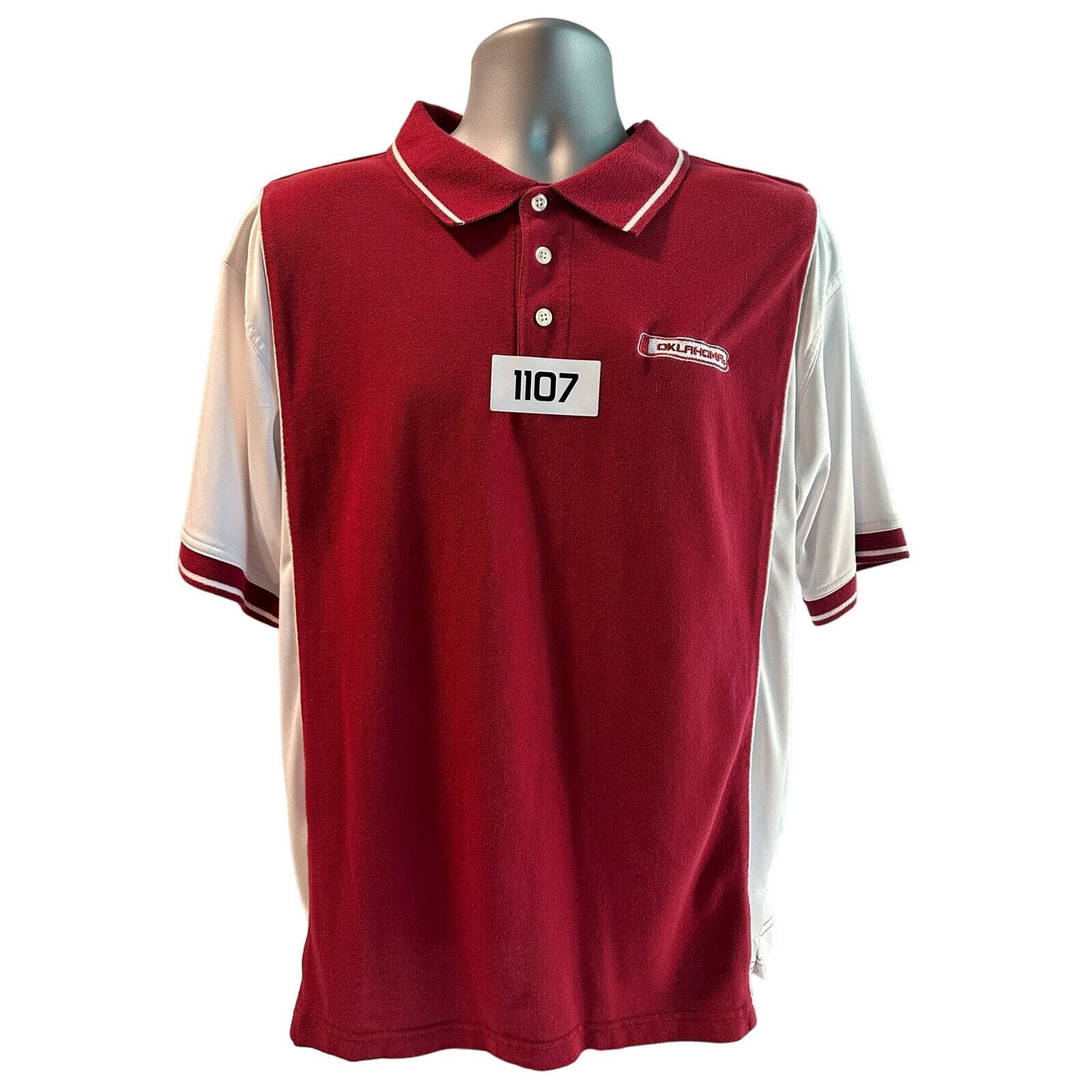 Red Oak Sportswear University of Oklahoma Golf Shirt Maroon and White L - Thumbnail 7