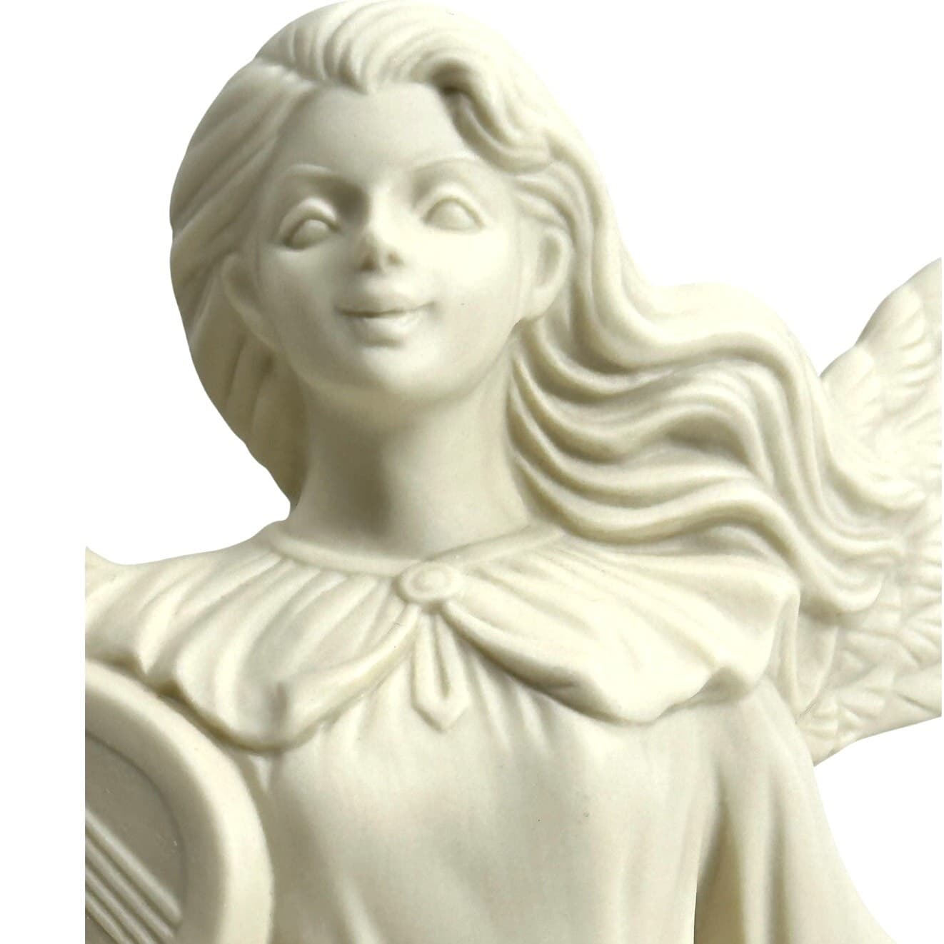 Ceramic Vintage Angel Lyre Wings Spread Smooth Alabaster White Glaze-Excellent - Thumbnail 2