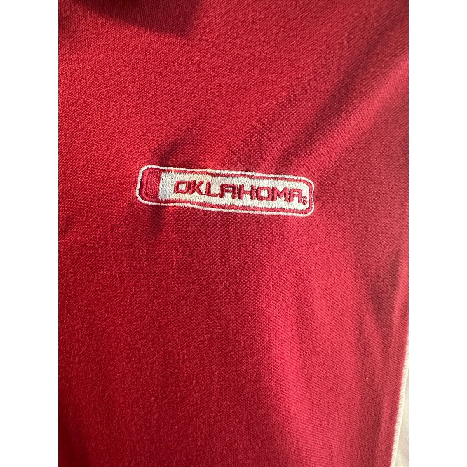 Red Oak Sportswear University of Oklahoma Golf Shirt Maroon and White L - Thumbnail 3