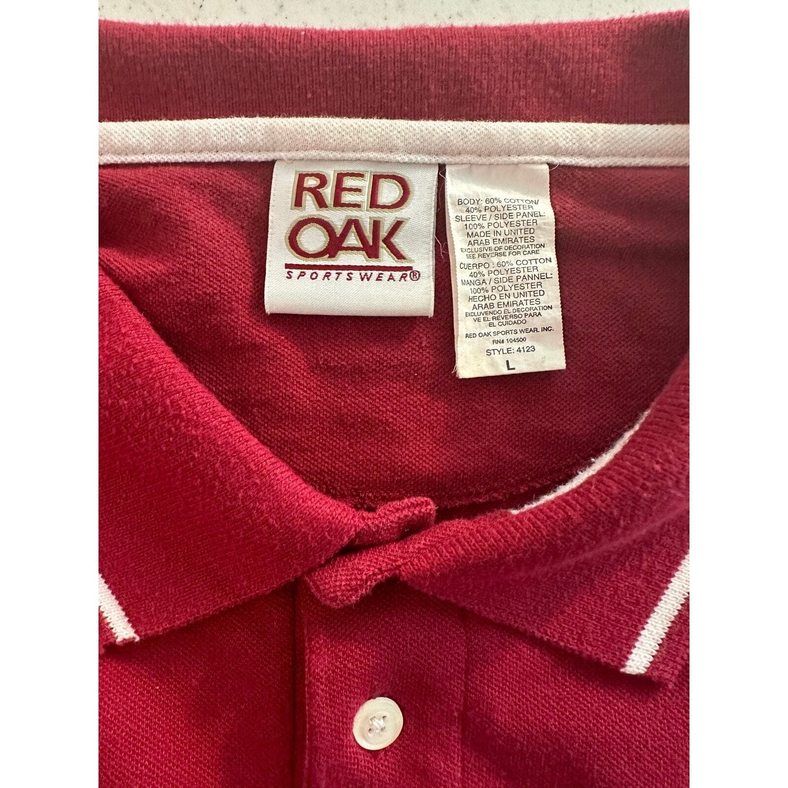 Red Oak Sportswear University of Oklahoma Golf Shirt Maroon and White L - Thumbnail 5