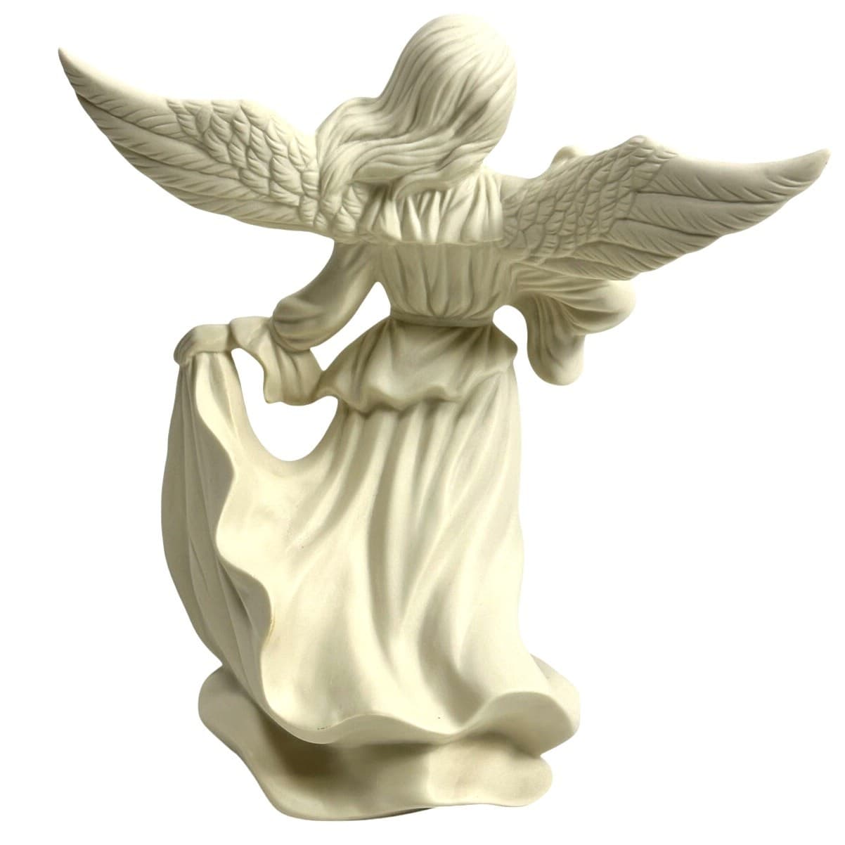 Ceramic Vintage Angel Lyre Wings Spread Smooth Alabaster White Glaze-Excellent - Thumbnail 4