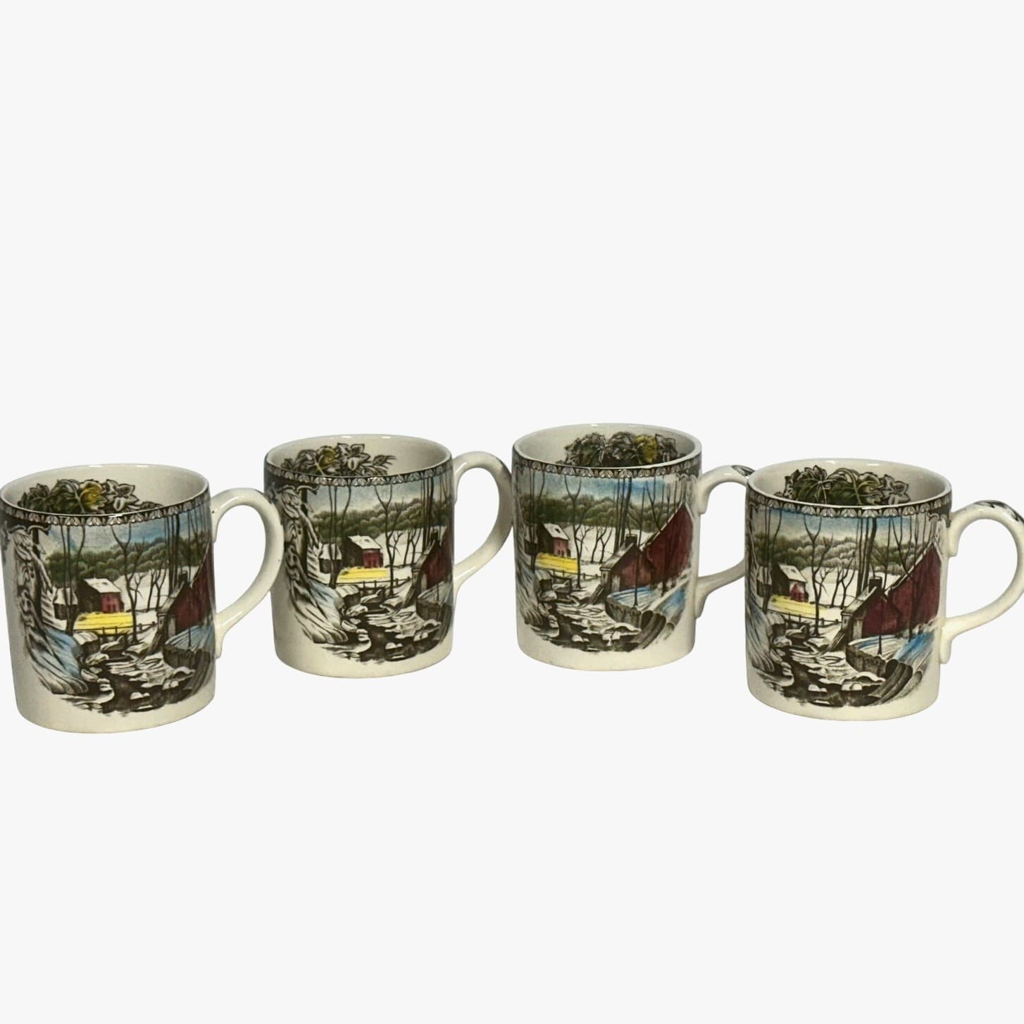 Johnson Bros Friendly Village England Vintage Ice House Demitasse Cups-Set of 4 - Thumbnail 3