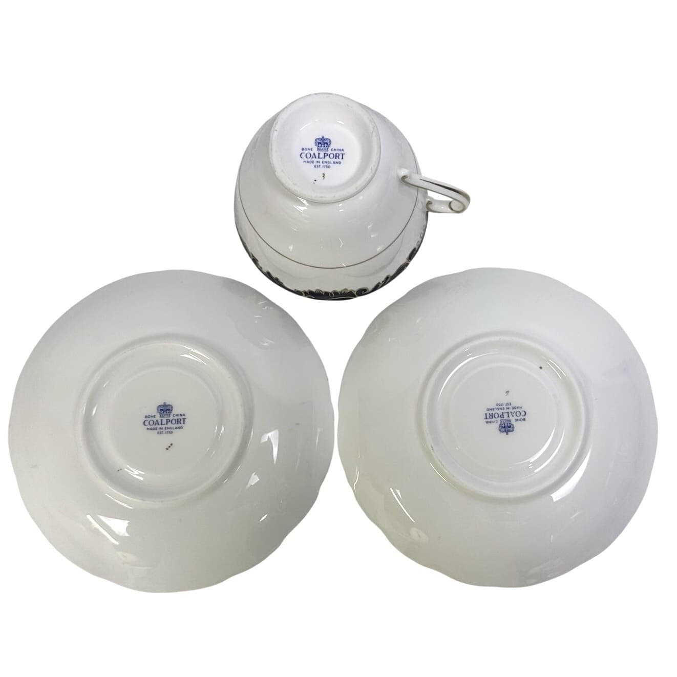 Coalport England 'Admiral Cobalt Blue' 1 Cup/2 Saucers Luxury Gold Accents - Thumbnail 6