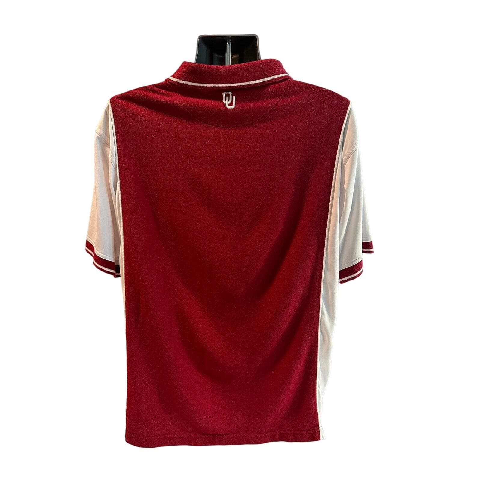 Red Oak Sportswear University of Oklahoma Golf Shirt Maroon and White L - Thumbnail 2