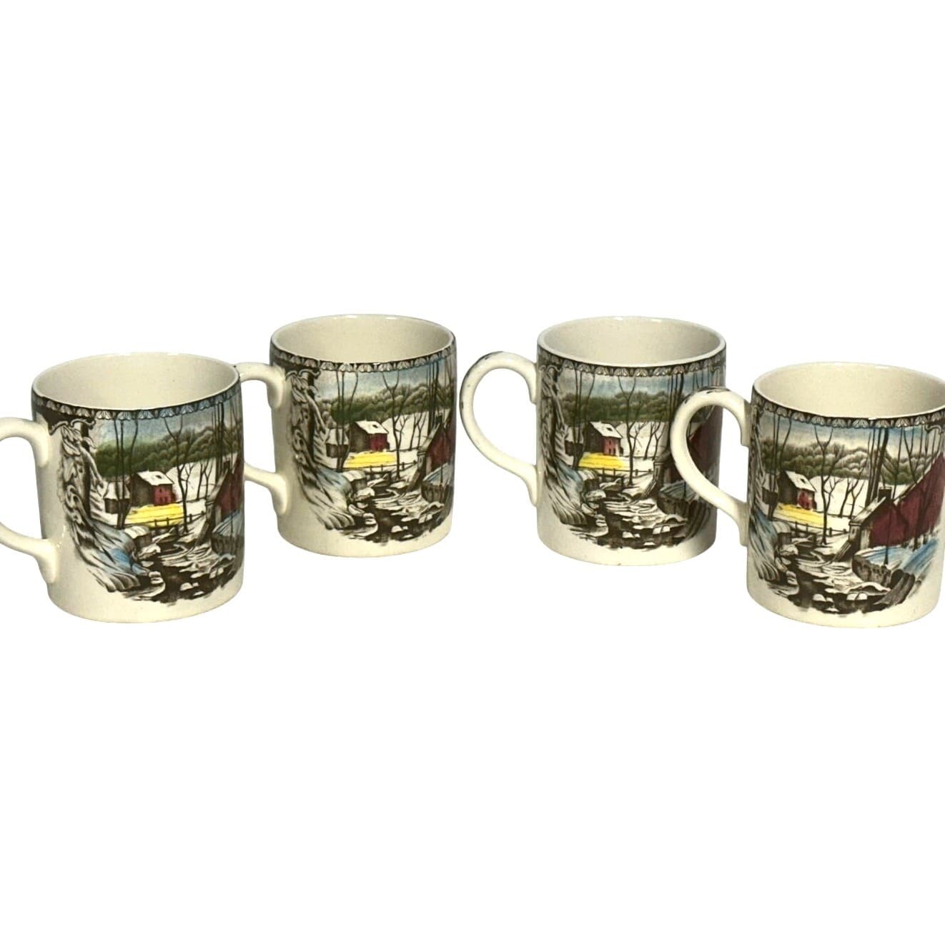 Johnson Bros Friendly Village England Vintage Ice House Demitasse Cups-Set of 4 - Thumbnail 5