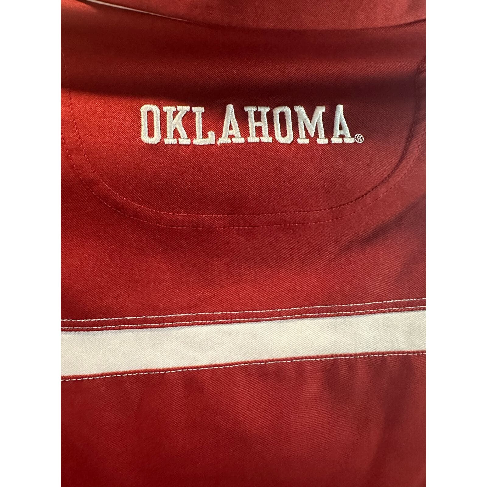 Nike Dri-fit University of Oklahoma Golf Shirt Maroon and White XL - Thumbnail 5