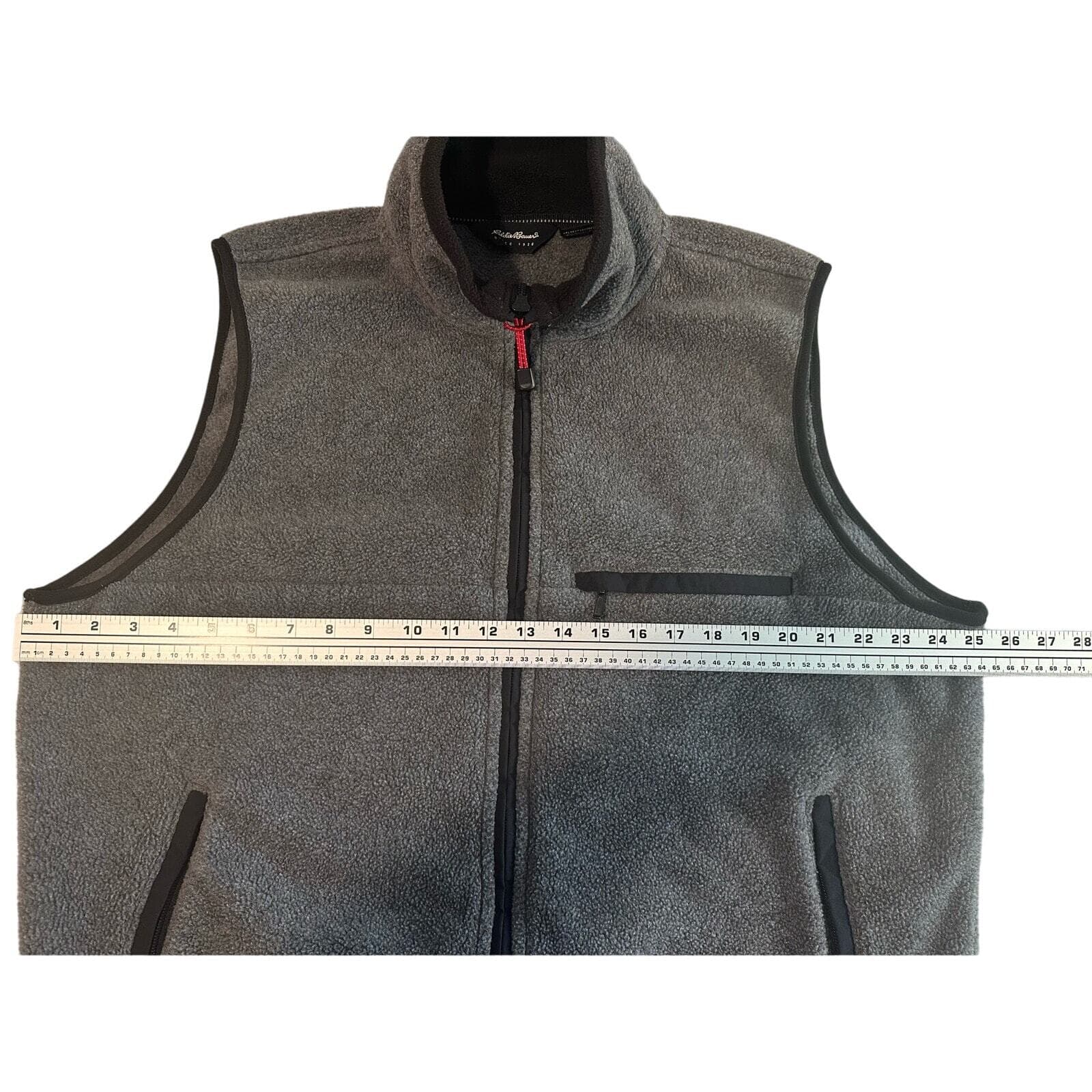 Eddie Bauer Mens L Gray and Black Polartek Fleece Full Zip Vest - Thumbnail 6