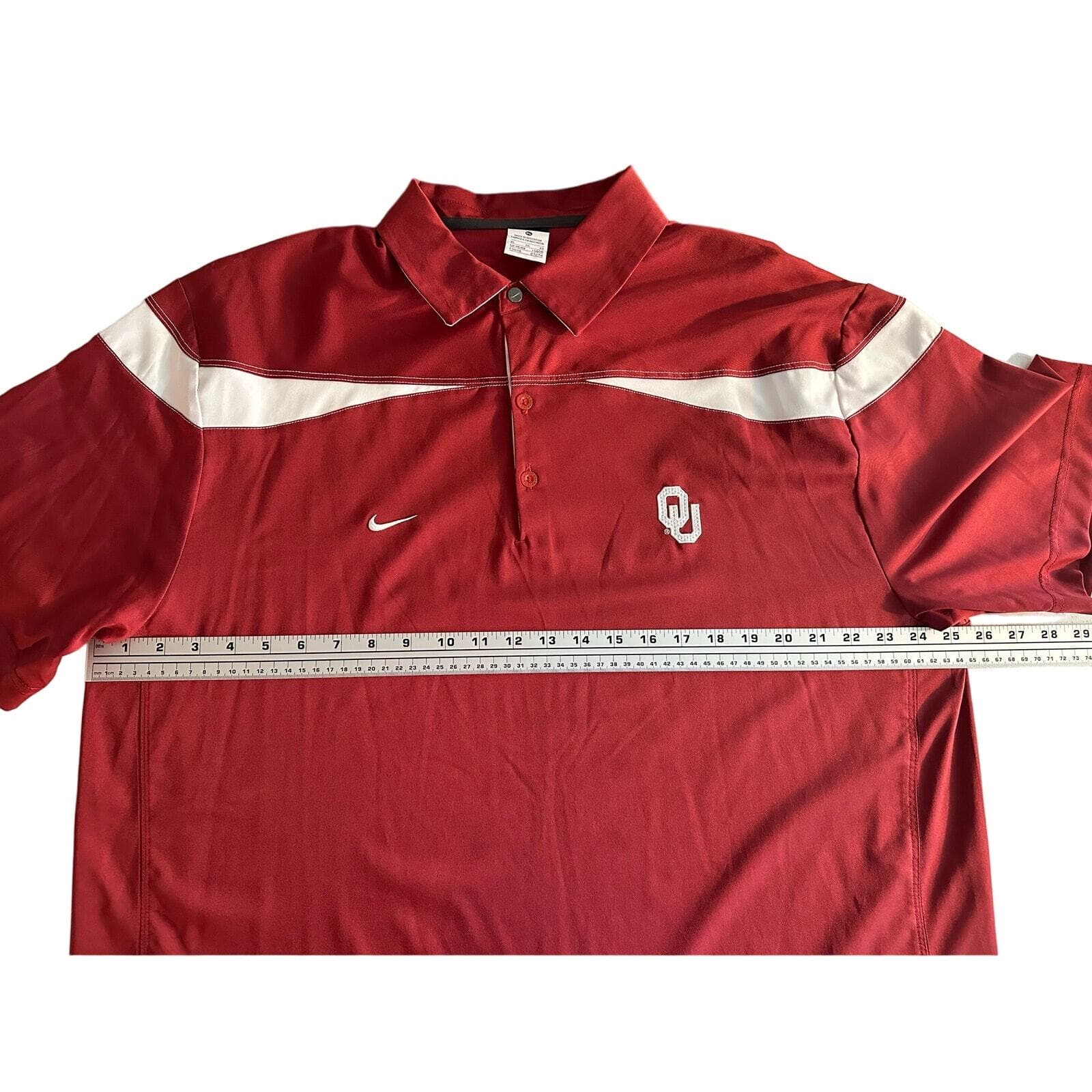 Nike Dri-fit University of Oklahoma Golf Shirt Maroon and White XL - Thumbnail 8