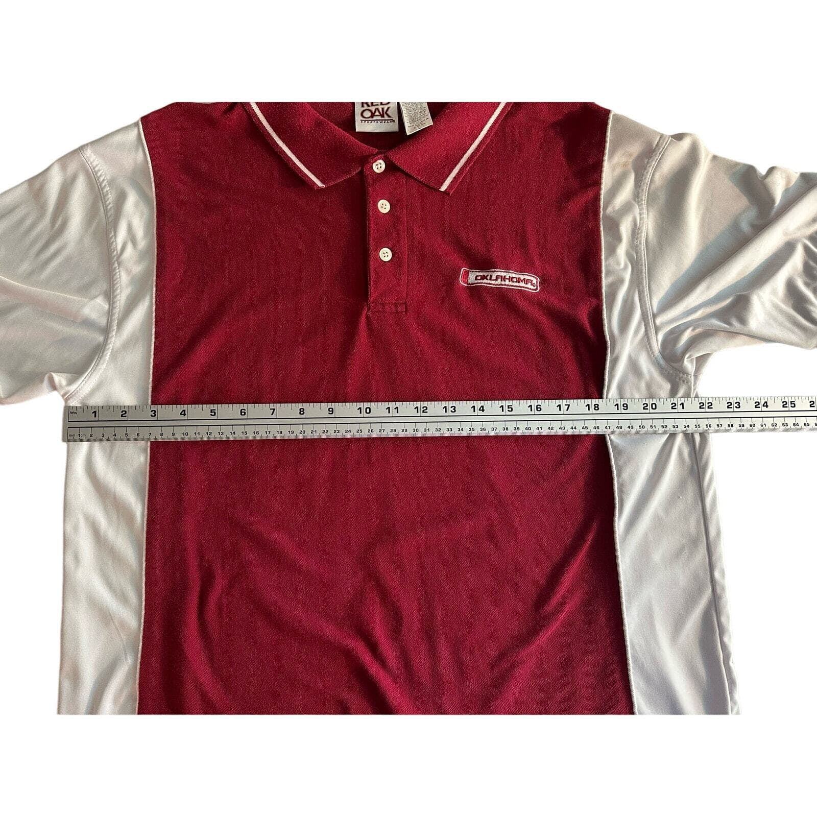 Red Oak Sportswear University of Oklahoma Golf Shirt Maroon and White L - Thumbnail 6