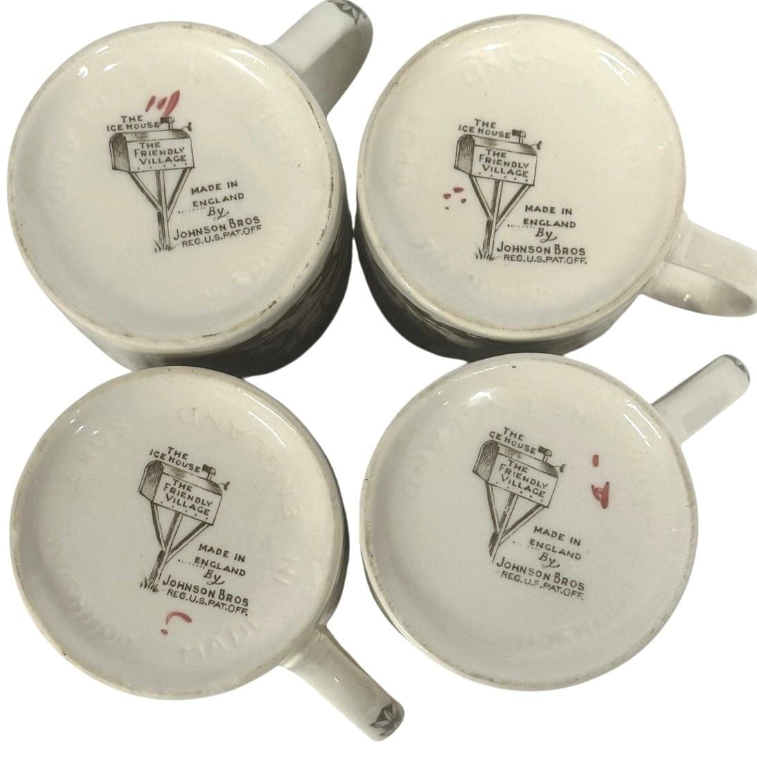 Johnson Bros Friendly Village England Vintage Ice House Demitasse Cups-Set of 4 - Thumbnail 4