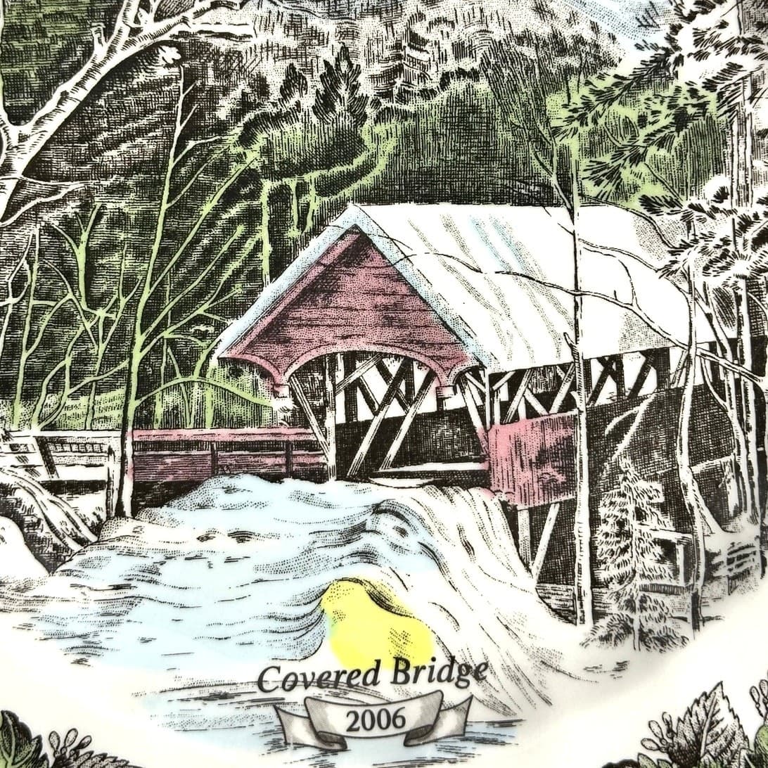 Johnson Bros Friendly Village England Covered Bridge 2006 Collector Dinner Plate - Thumbnail 2