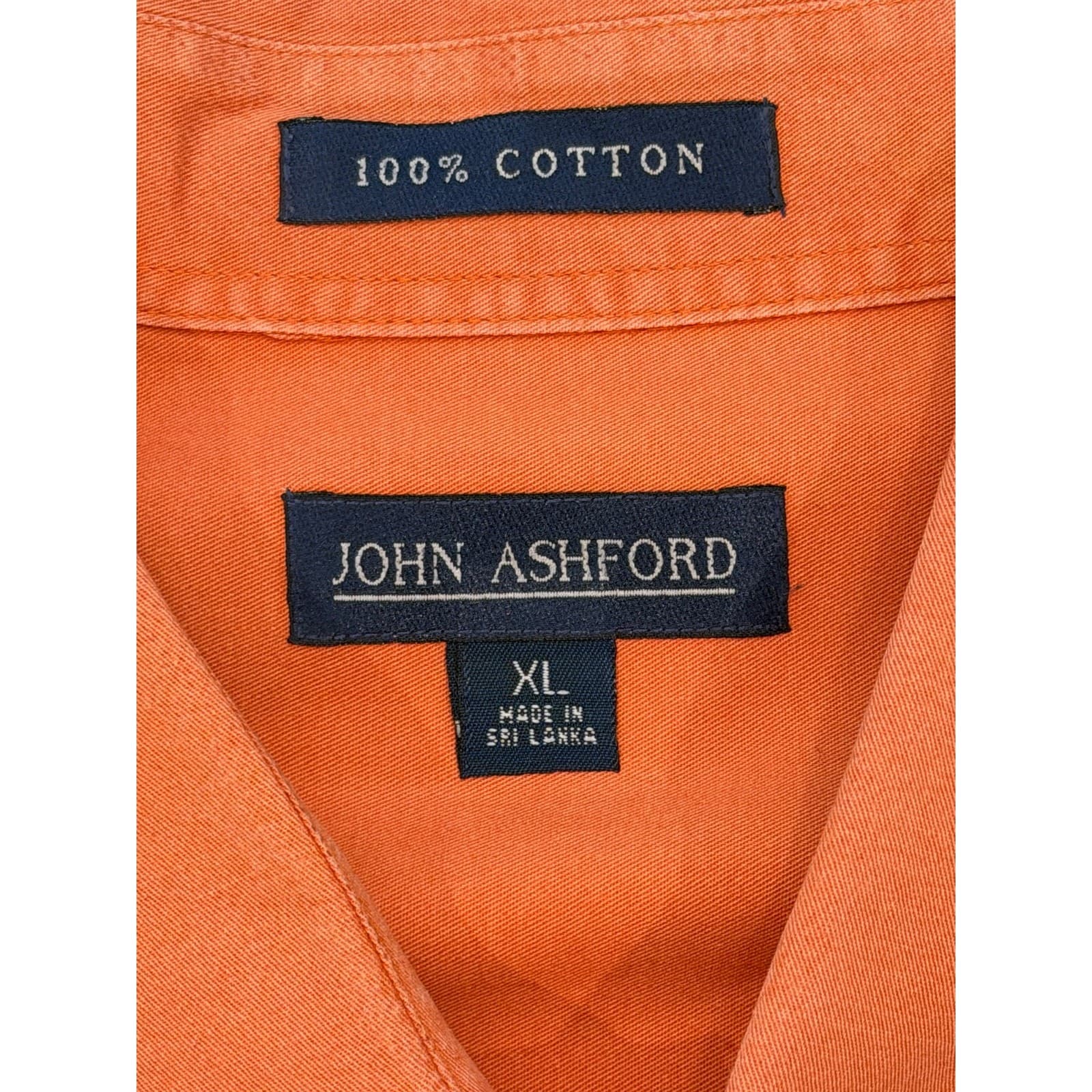 John Ashford Mens XL Salmon Orange 100% Cotton Long Sleeve Shirt Pocket - Thumbnail 4