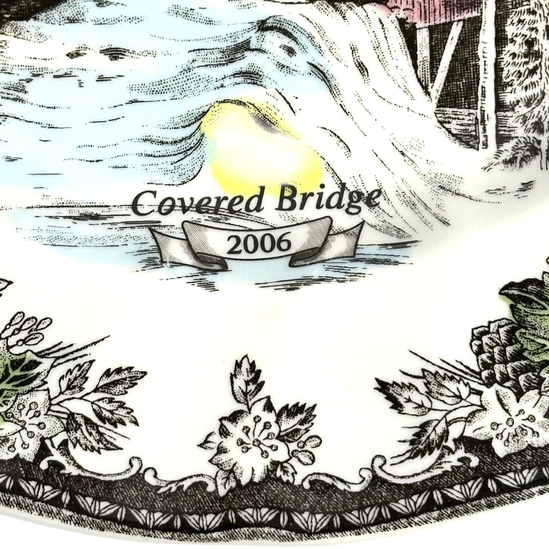 Johnson Bros Friendly Village England Covered Bridge 2006 Collector Dinner Plate - Thumbnail 3