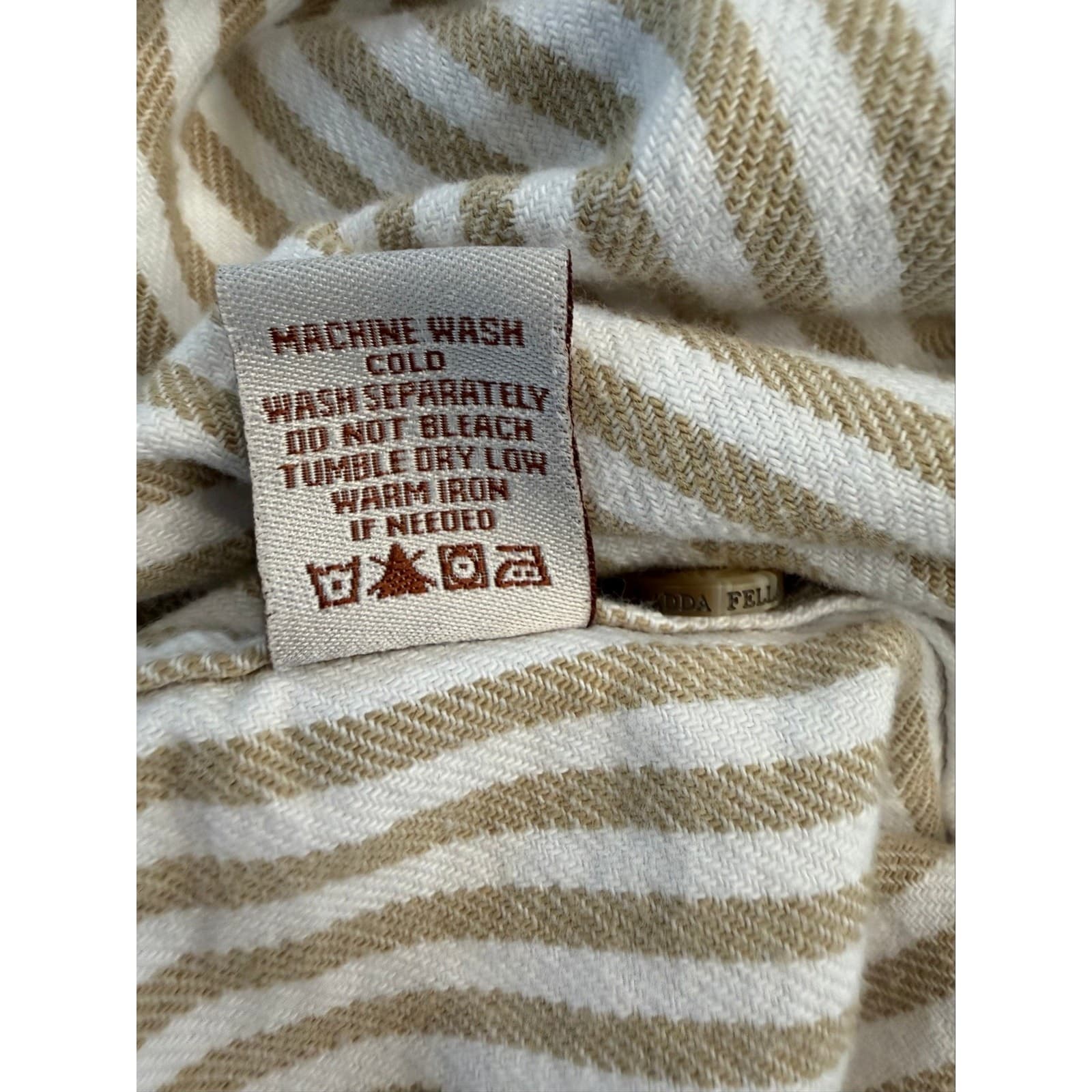 Madda Fella XL Tan White Stripe Long Sleeve Henley Shirt Cotton Key West - Thumbnail 7