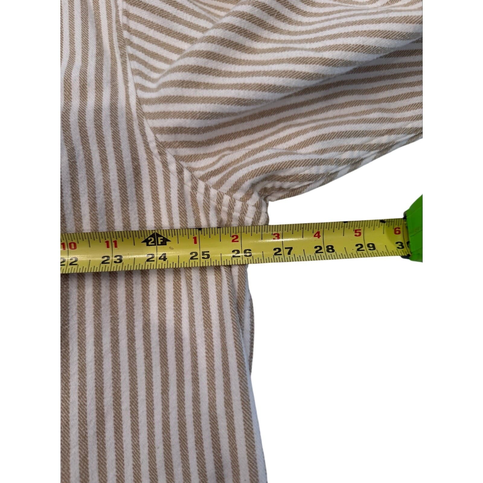 Madda Fella XL Tan White Stripe Long Sleeve Henley Shirt Cotton Key West - Thumbnail 8